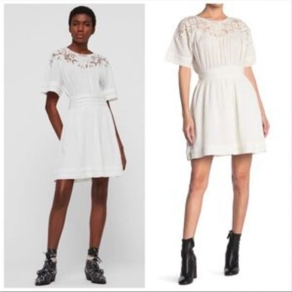 NWT $228 ALLSAINTS | Lisa white cotton eyelet lace bride tie mini dress size XS